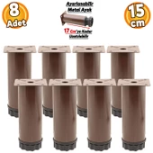 Ayarlanabilir Mobilya Kanepe Baza Koltuk Metal Destek Yükseltici Kahve Ayağı 15 cm Ayakları 8 Adet thumbnail 1