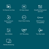 Tp-Link VIGI NVR2016H-16P 16 Kanal NVR (H.265+4K (2CH 8MP-16CH 1MP) PoE 90W thumbnail 4