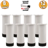 Ayarlanabilir Mobilya Kanepe Baza Koltuk Metal Destek Yükseltici Ayağı 12 cm Beyaz Ayakları 8 Adet - 1