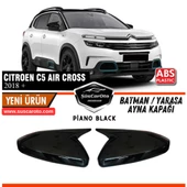 Citroen C5 Aircross 2018 Sonrası Uyumlu Batman Yarasa Ayna Kapağı Piano Black ABS Plastik Sağ Sol Takım thumbnail 1