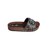 YAZKIŞ Kadın Siyah Üzeri Renkli Boncuklu Taşlı Terlik thumbnail 2