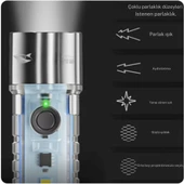 2500 lümen 7 farklı ışık şiddetine sahip kancalı flaşörlü ultra güçlü mini cep el feneri - 5