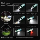 2500 lümen 7 farklı ışık şiddetine sahip kancalı flaşörlü ultra güçlü mini cep el feneri - 2