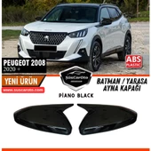Peugeot 2008 2019 Sonrası Uyumlu Batman Yarasa Ayna Kapağı Piano Black ABS Plastik Sağ Sol Takım - 1