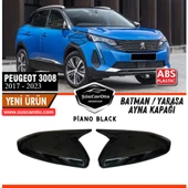 Peugeot 3008 2017 Sonrası Uyumlu Batman Yarasa Ayna Kapağı Piano Black ABS Plastik Sağ Sol Takım - 1