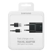 Samsung Fast Charge Travel Adapter 15W Orjinal Type-C Hızlı Şarj Seti Siyah - 1