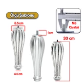 Pırlanta Plastik Sehpa Ayağı 30 cm Gümüş Renk 1 Adet Mobilya Orta Sehpası M8 Civatalı Ayak Ayaklar thumbnail 3