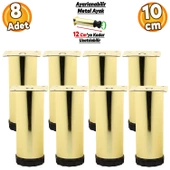 Ayarlanabilir Dolap Mobilya Kanepe Baza Koltuk Metal Destek Yükseltici Ayağı 10 cm Gold Ayakları 8 Adet thumbnail 1