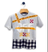 Triliya - Erkek Çocuk İkili Takım Off-White Baskılı Tişört ve Eşofman Altı Takımı 3-11 Yaş - 2