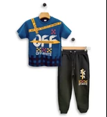 Triliya - Erkek Çocuk İkili Takım Off-White Baskılı Tişört ve Eşofman Altı Takımı 3-11 Yaş - 10