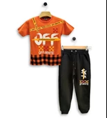 Triliya - Erkek Çocuk İkili Takım Off-White Baskılı Tişört ve Eşofman Altı Takımı 3-11 Yaş - 9