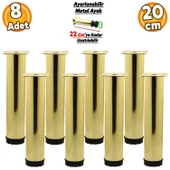 Ayarlanabilir Mobilya Kanepe Konsol Koltuk Metal Destek Yükseltici Gold Ayağı Ayakları 20 Cm 8 Adet - 1