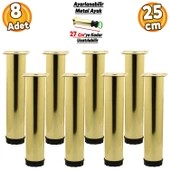 Ayarlanabilir Mobilya Kanepe Baza Koltuk Metal Destek Yükseltici Gold Ayağı Ayakları 25 cm 8 Adet thumbnail 1
