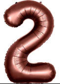 2 Rakam Çikolata Kahve Folyo Balon 40 inç 100 cm - 1
