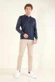 Erkek Desenli Polo Yaka Kazak İndigo - 5