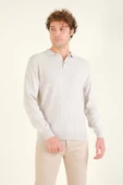 Erkek Desenli Polo Yaka Kazak Taş - 4