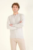 Erkek Desenli Polo Yaka Kazak Taş - 3