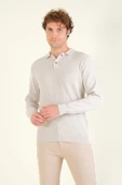 Erkek Desenli Polo Yaka Kazak Taş - 2