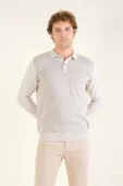 Erkek Desenli Polo Yaka Kazak Taş - 4