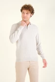 Erkek Desenli Polo Yaka Kazak Taş - 5