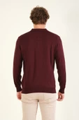 Erkek Desenli Polo Yaka Kazak Bordo - 6