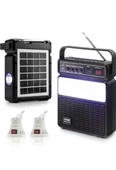 Nns NS-2730LS Solar Güneş Panelli Radyolu Bluetooth Hoparlör LED Fenerli Kamp Lambası 2xAmpul - 1