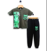 Triliya - Erkek Çocuk Tişört ve Eşofman Altı Takımı Cepli Lüks Ekonomik 3-11 Yaş - 3