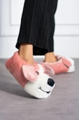 Albishoes Sevimli Köpek Hayvan Figürlü Peluş Yumuşak Taban Ev Botu Kışlık Hayvanlı Ev Panduf (30-40) - 1