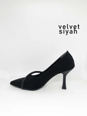 Kare Topuk Stiletto Taşlı Özel Nut Saten - 5