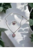 Pandora's Pembe Kalp Gümüş Renk Zincir Kolye Ve Kalpli Yüzük ( Ciddi Ilişki Kombini) - 3