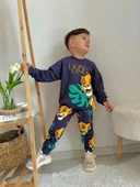 ERKEK ÇOCUK LİON MODELLİ BİSİKLET YAKA PAMUK EŞOFMAN TAKIMI - 3