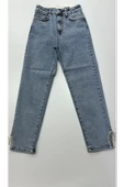 PAMK0002 Boru Paça Paçası Taş Detaylı Kot Pantolon - 1