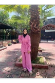 GPTKM003 Çizgili Pantolonlu Takım Pembe - 3