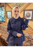 GPTKM001 Çizgili Pantolonlu Takım İndigo - 8