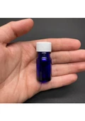 Labshop41 Mavi  Cam Şişe 5 ml  , 5 cc Beyaz Kapaklı Cam Şişe  ,  Saydam Cam Şişe x 10 Adet - 1