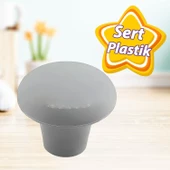 Sert Plastik Mantar Düğme Kulp Gri Dolap Mobilya Mutfak Dolabı Çekmece Kapak Kulpu Kulbu thumbnail 1