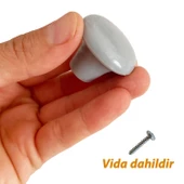 Sert Plastik Mantar Düğme Kulp Gri Dolap Mobilya Mutfak Dolabı Çekmece Kapak Kulpu Kulbu thumbnail 2