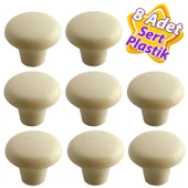 8 Adet Sert Plastik Mantar Düğme Kulp Krem Dolap Mobilya Mutfak Dolabı Çekmece Kapak Kulpu Kulbu - 1