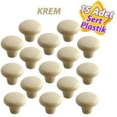 15 Adet Sert Plastik Mantar Düğme Kulp Krem Dolap Mobilya Mutfak Dolabı Çekmece Kapak Kulpu Kulbu - 1