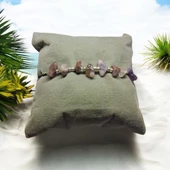 Doğal Taş Bileklik Ametist Taşı Bileklik Ayarlanabilir İpli Ametist Taşı Kristalize Kırık Taş Şifalı Bileklik - 2