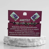 Doğal Taş Bileklik Ametist Taşı Bileklik Ayarlanabilir İpli Ametist Taşı Kristalize Kırık Taş Şifalı Bileklik - 4