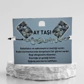 Doğal Taş Bileklik Ay Taşı Bileklik Ayarlanabilir İpli Ay Taşı Kristalize Moon Stone Kırık Taş Şifalı Bileklik - 4