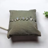 Doğal Taş Bileklik Ay Taşı Bileklik Ayarlanabilir İpli Ay Taşı Kristalize Moon Stone Kırık Taş Şifalı Bileklik - 3