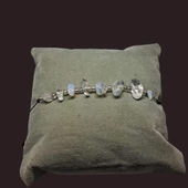 Doğal Taş Bileklik Ay Taşı Bileklik Ayarlanabilir İpli Ay Taşı Kristalize Moon Stone Kırık Taş Şifalı Bileklik - 1