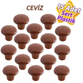 15 Adet Sert Plastik Mantar Düğme Kulp Ceviz Dolap Mobilya Mutfak Dolabı Çekmece Kapak Kulpu Kulbu - 1