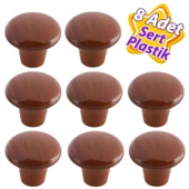 8 Adet Sert Plastik Mantar Düğme Kulp Ceviz Dolap Mobilya Mutfak Dolabı Çekmece Kapak Kulpu Kulbu - 1