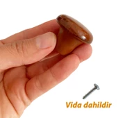 8 Adet Sert Plastik Mantar Düğme Kulp Ceviz Dolap Mobilya Mutfak Dolabı Çekmece Kapak Kulpu Kulbu - 2