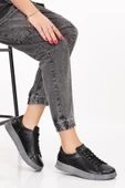 Artı-Artı031-2239 Hakiki Deri Kadın Günlük Siyah Sneaker Ayakkabı - 2