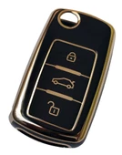 Volkswagen Seat Skoda Uyumlu Nano Anahtar Kılıfı Kumanda Kılıfı Oto Anahtarlık Siyah thumbnail 1