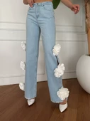 Yanları Beyaz Gül Detaylı Tasarım Jean - 3